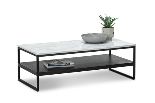 Brink 1.2m White Marble Coffee Table - Black