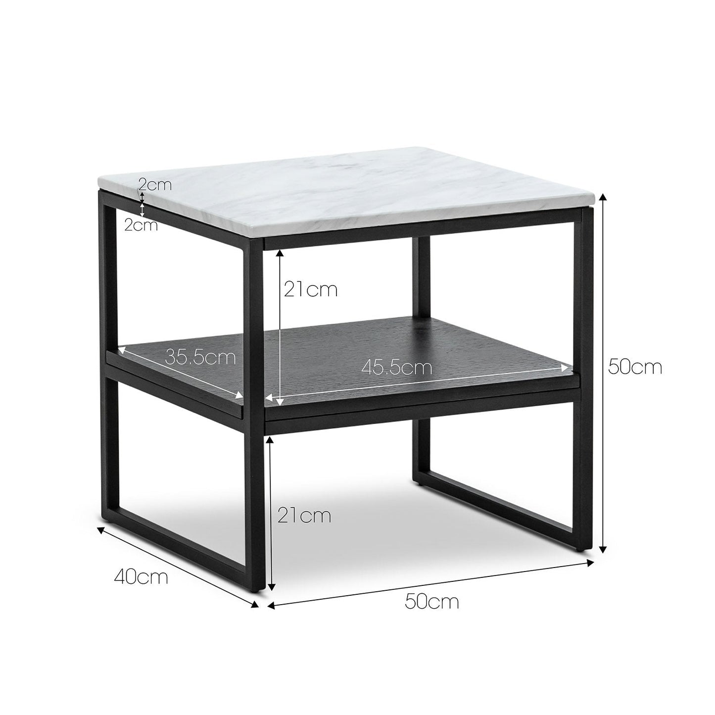 Brink White Marble Side Table - Black