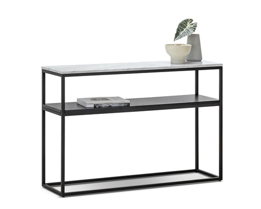 Brink 1.2m White Marble Console Table - Black