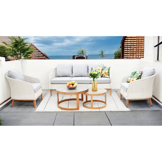 Albert 5pcs Outdoor Lounge Set - White Wicker