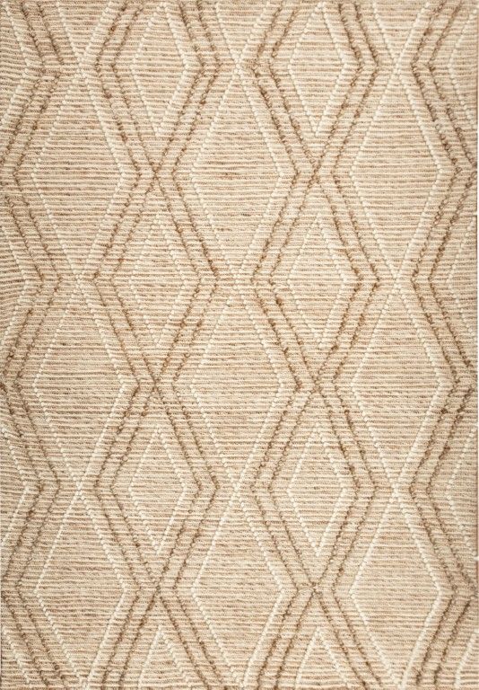 Amelia 240cm x320cm Boho Textured Hypo-Allergenic Wool Rug - Beige