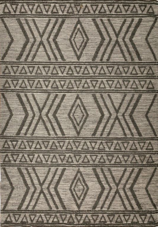 Amelia 155cm x225cm Tribal Textured Hypo-Allergenic Wool Rug - Charcoal