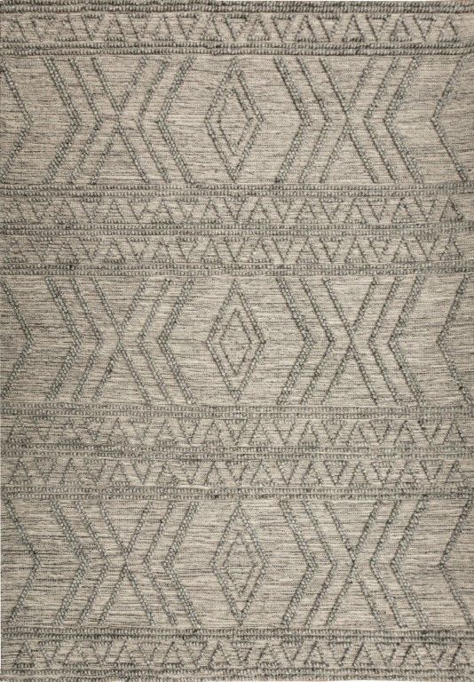 Amelia 200cm x290cm Tribal Textured Hypo-Allergenic Wool Rug - Grey