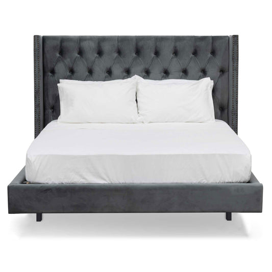 Carolina King Bed Frame - Charcoal Velvet