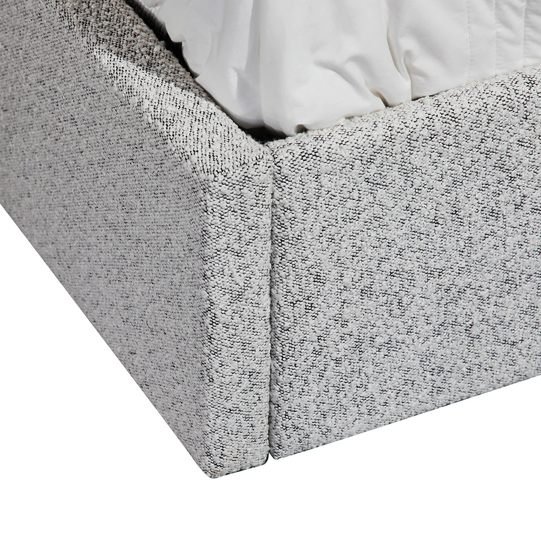 Antonia Queen Bed Frame - Cloudy Pepper Boucle with Storage