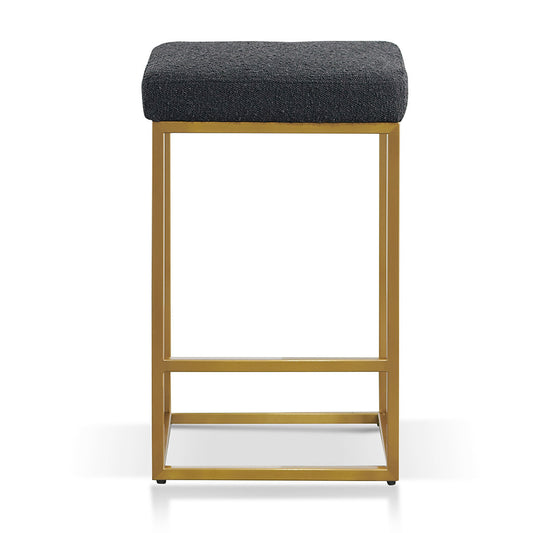 Adela Black Boucle Bar Stool - Brushed Gold Base