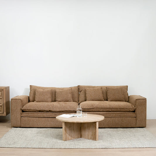 Bucha 3 Seater Fabric Sofa - Almond Brown