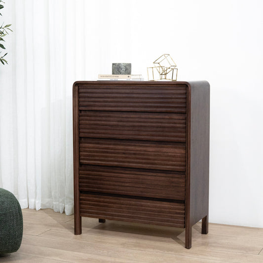 Amparo Tallboy Drawer Chest - Walnut