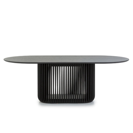 Arvena 2.2m Oval Dining Table - Black Stain