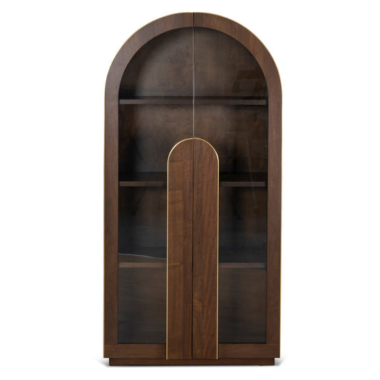 Boran 2m (H) Glass Cabinet - Walnut