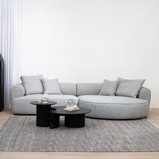 Carina Right Chaise Sofa - Chrome Grey