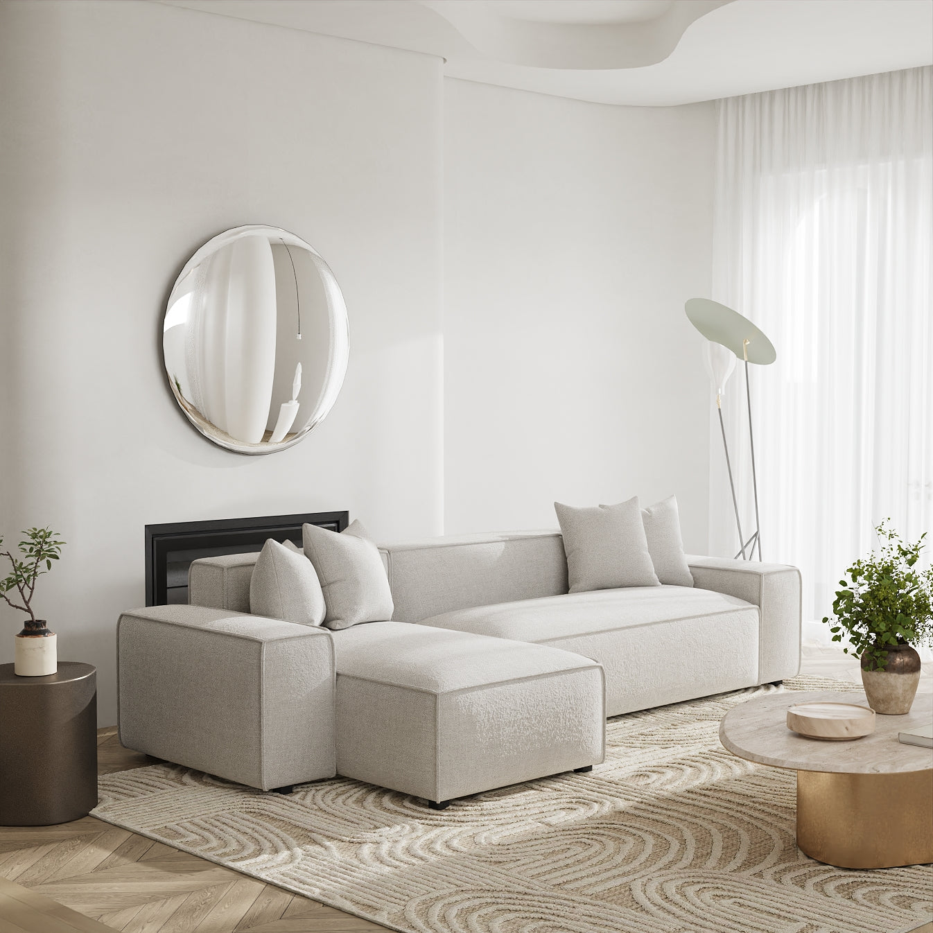 Casey 3 Seater Left Chaise Sofa - Sterling Sand