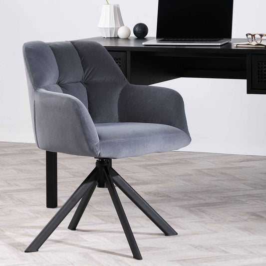 Collier Visitor Chair - Dark Grey Velvet with Black Legs