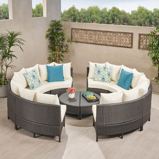 Newton All-Weather Wicker Sectional Sofa Set by Christopher Knight Home