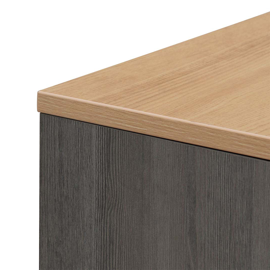 Cuevas 2.2m Right Return Office Desk - Black with Natural Top