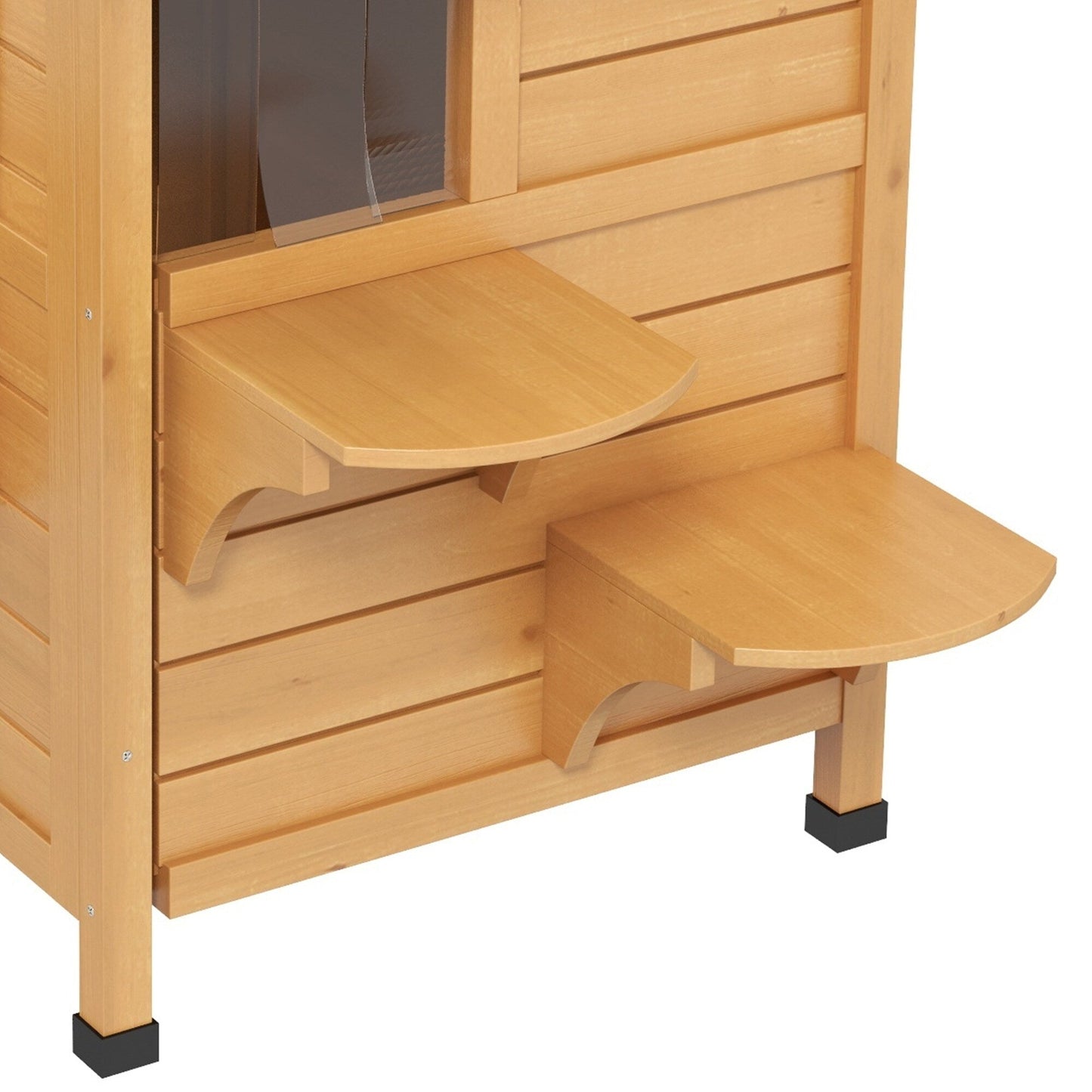 PawHut Fir Wood 2-Story Outdoor Cat House, Wooden Feral Cat Shelter with Openable Asphalt Roof for Indoor/Outdoor, White / Grey