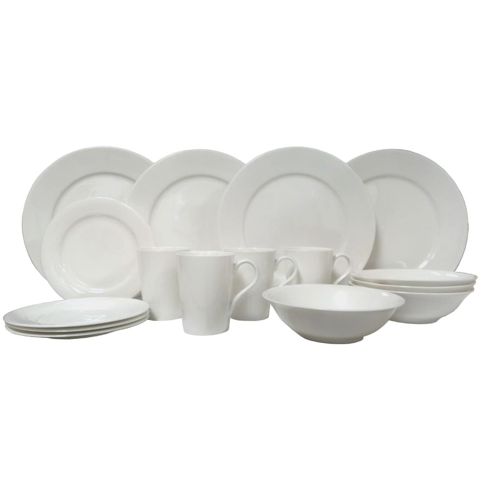 Red Vanilla Rimmed Bone China 16Pc Dinner Set