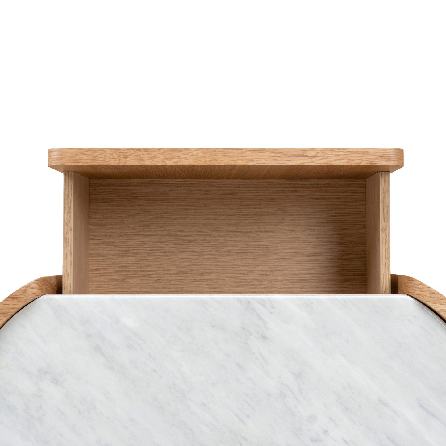 Arnar 60cm Bedside Table - Natural Oak with Marble Top