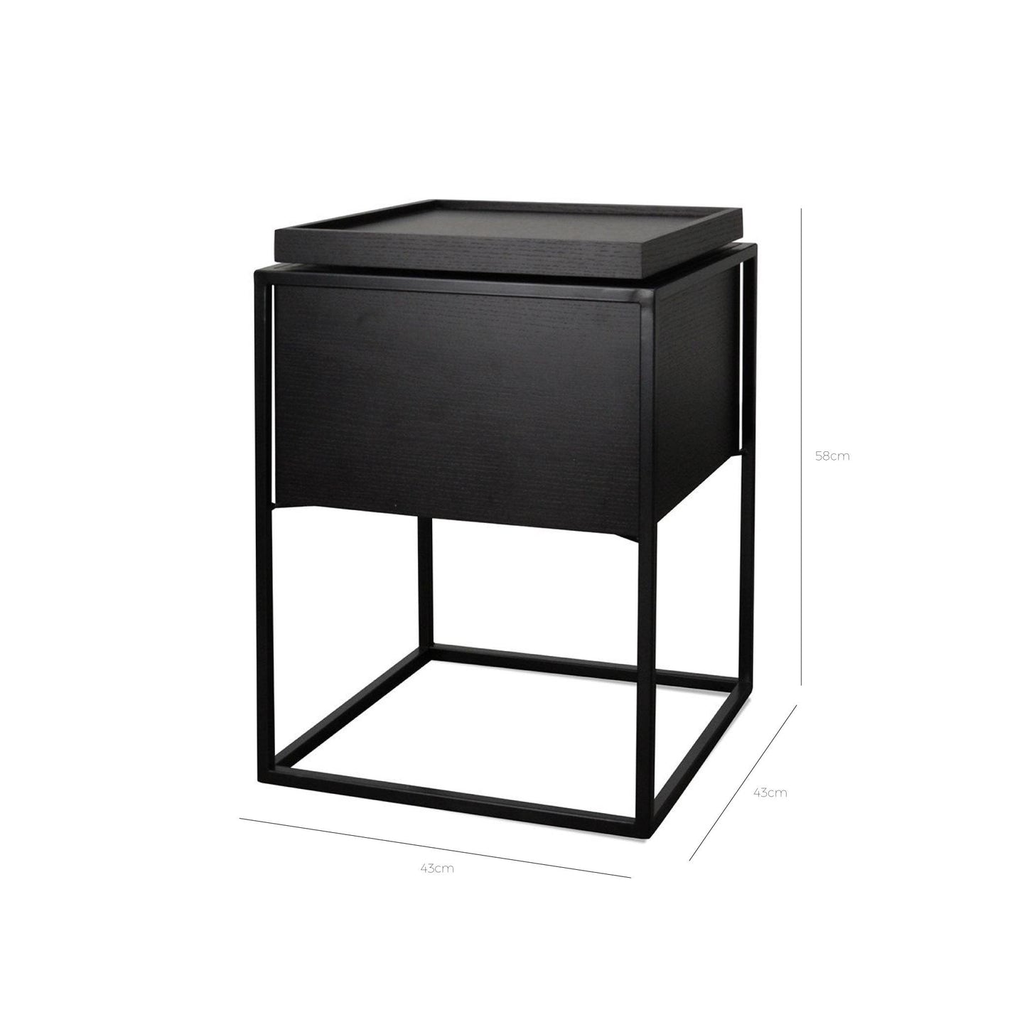 Cane Scandinavian Side Table - Black
