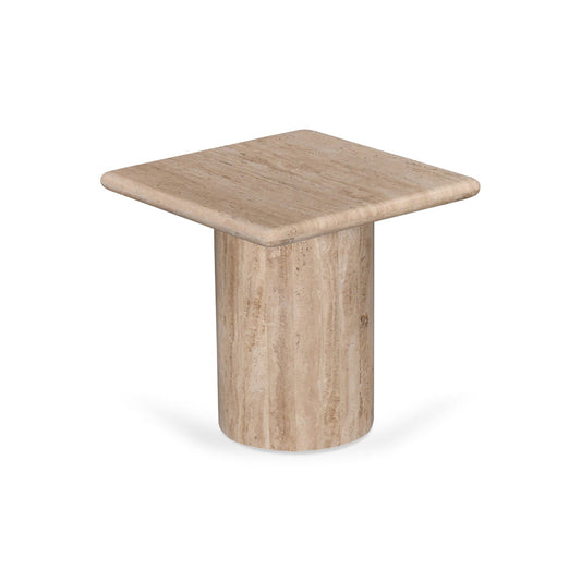 Costin 42cm Travertine Top Side Table - Natural - Last One