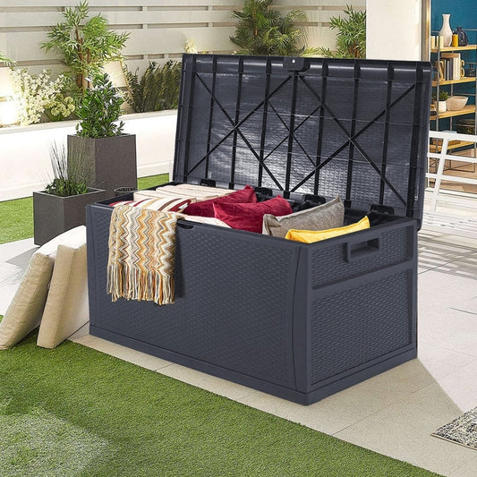 SUNCROWN 75-120 Gallon Weatherproof Resin Outdoor Storage Deck Box for Furniture and Supplies