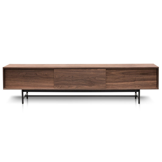 Christie 2.1m Walnut Wooden TV Entertainment Unit - Black legs