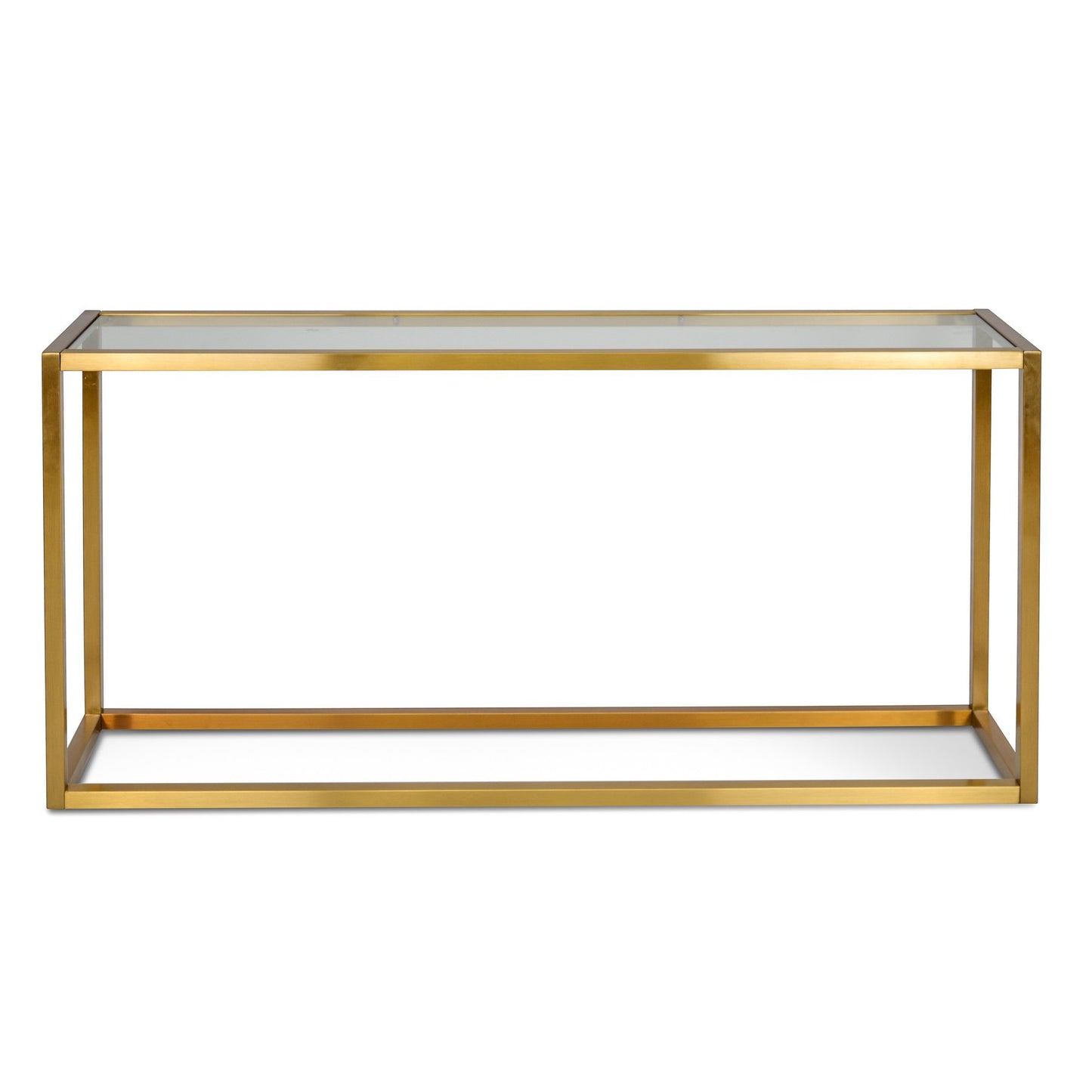 Alison Glass Console Table - Tempered Glass - Brushed Gold Base