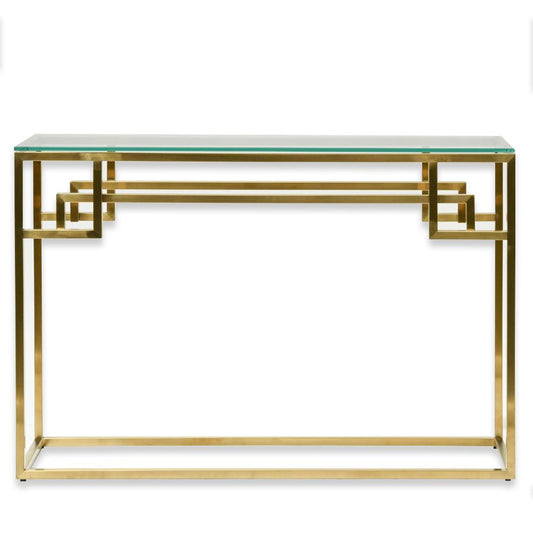 Anderson 1.15m Console Glass Table - Brushed Gold Base