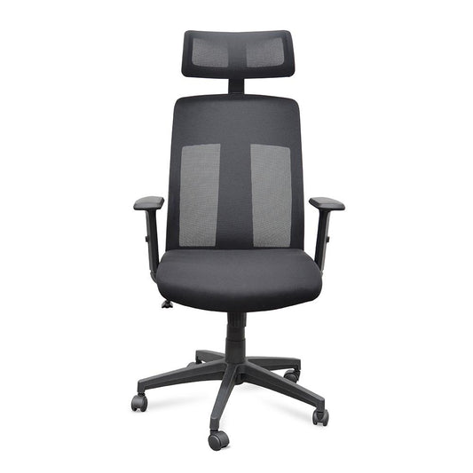 Benson Mesh Fabric Office Chair With Head Rest - Black