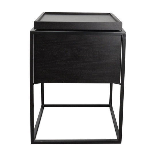 Cane Scandinavian Side Table - Black