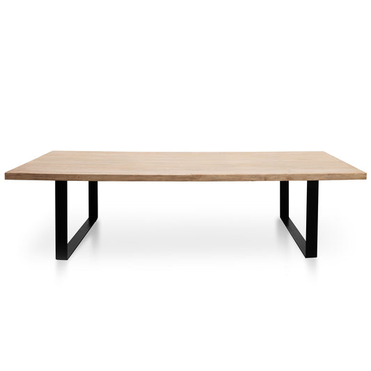 Dalton Reclaimed Elm Wood Dining Table 3m - Rustic Natural - Thick Top