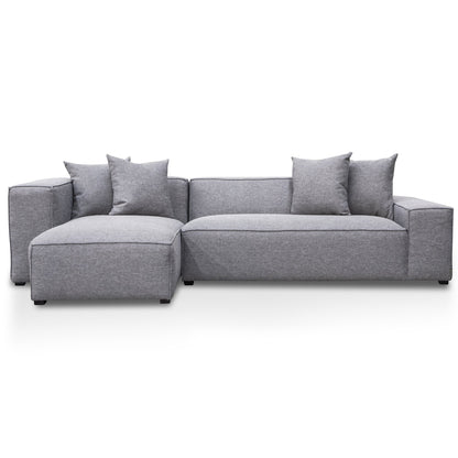 Casey 3 Seater Left Chaise Fabric Sofa - Graphite Grey