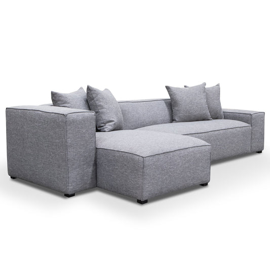 Casey 3 Seater Left Chaise Fabric Sofa - Graphite Grey