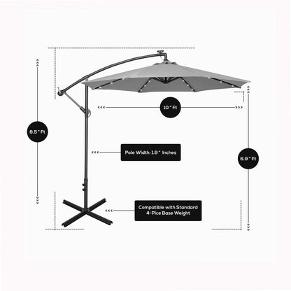 10 Ft. Solar Power Lighted Patio Umbrella with Base Stand