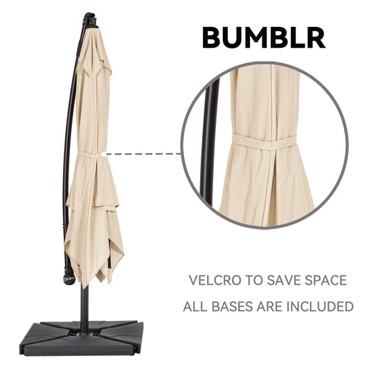 10 ft Steel Crank-lift Cantilever Umbrella With Weighted Base