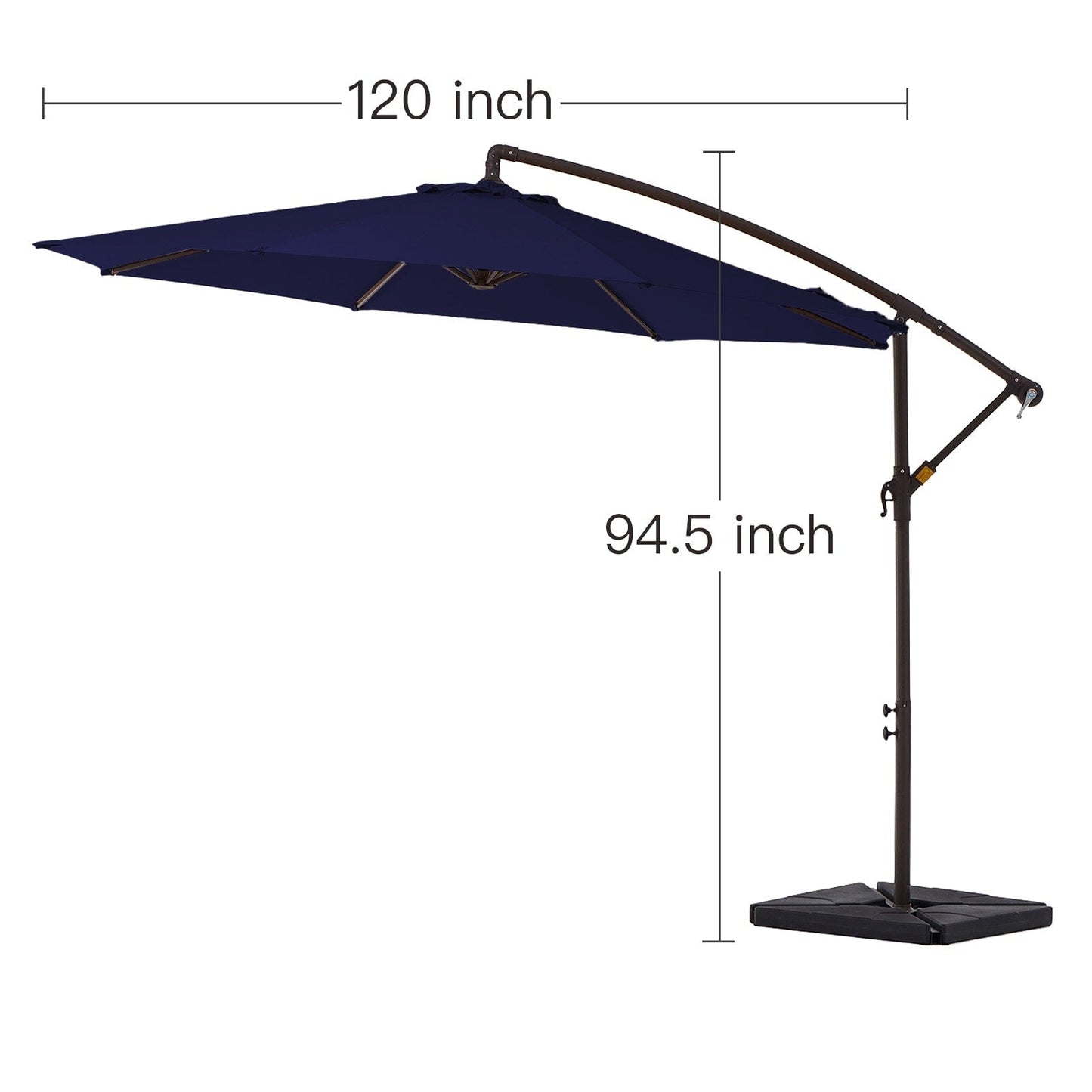 10 ft Steel Crank-lift Cantilever Umbrella With Weighted Base