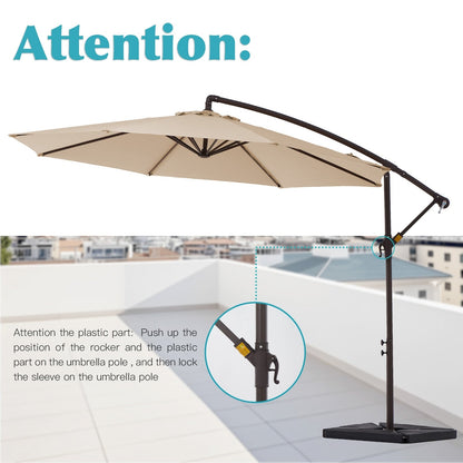 10 ft Steel Crank-lift Cantilever Umbrella With Weighted Base