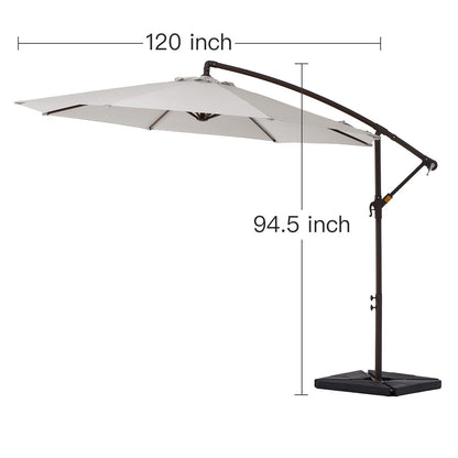 10 ft Steel Crank-lift Cantilever Umbrella With Weighted Base