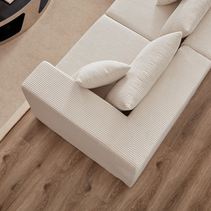 104-Inch Corduroy Modular L Shaped Sectional Sofa,Floor Couch Set,Foam-Filled Compressed Sofa,4 PC Free Combination