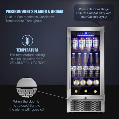 15 Inch Beverage Refrigerator - 22.76D x 14.96W x 34.25H