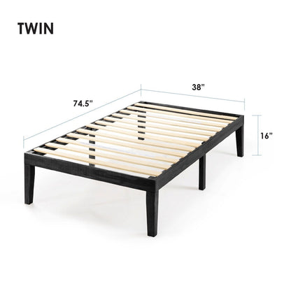 16 Inch Classic Solid Wood Platform Bed Frame in Multiple Finishes