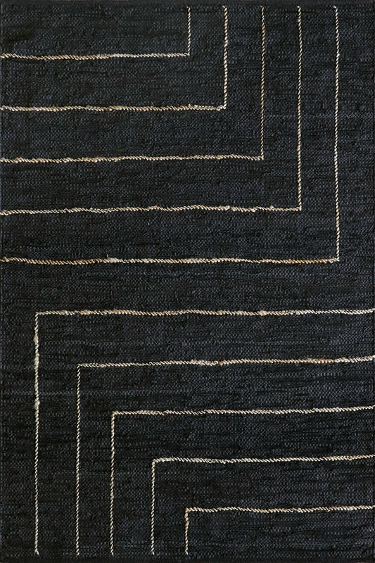 Baya Tunjaa 230 x 160 cm Leather Rug - Black