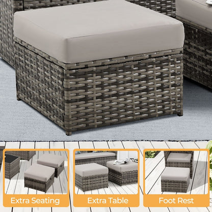 2-PC Patio Wicker Ottomans--Clearance