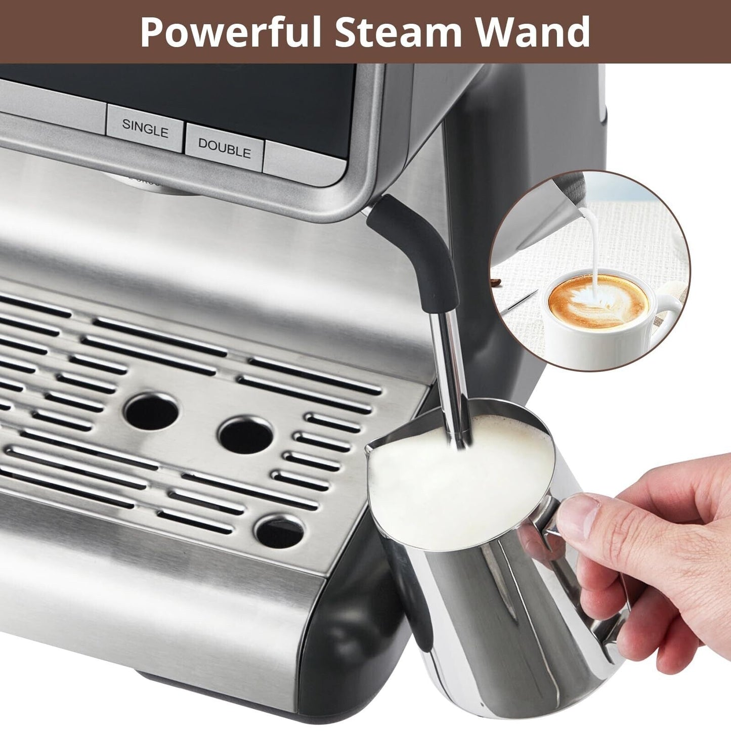 20 Bar Automatic Espresso Coffee Maker with Milk Frother for Home Barista