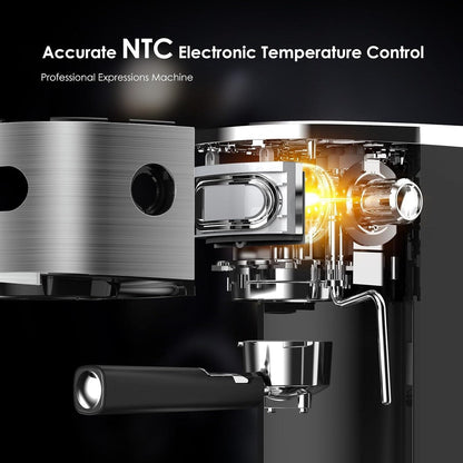 20 Bar Espresso Maker with Milk Frother Steam Wand, Cappuccino and Latte Machine for Household, Coffee Lovers Gift