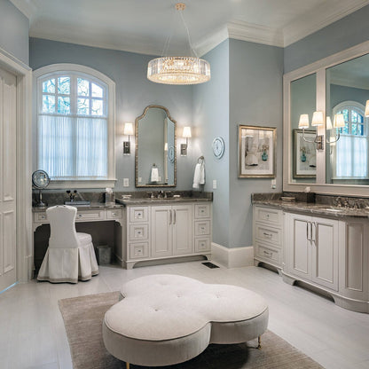 24.8 in. 8-Light Farmhouse Chandelier, Crystal Chandelier, Drum Chandelier for Dining Room Living Room Bedroom Kitchen