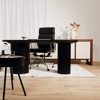 Ashton High Back Office Chair - Black Leather