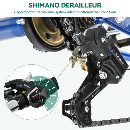 26 Adult Tricycle 3 Wheel Bikes 7 Speed Trike Bike