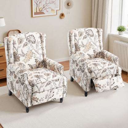 29'' W Vintage Floral Manual Push Back Recliner Chair Set of 2