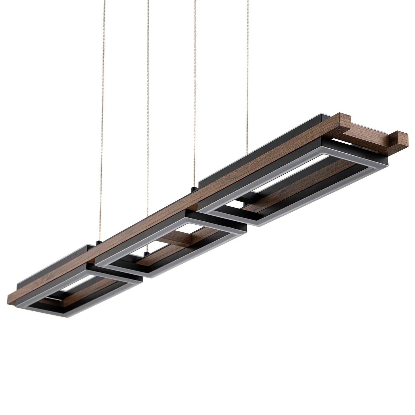 3/5-Light Integrated LED Linear Wood Chandelier Kitchen Island Pendant Light